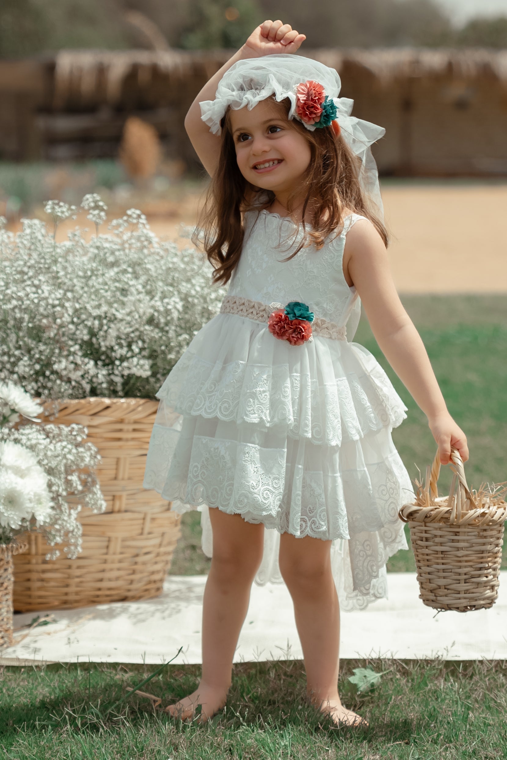 White Lace Girls Dress